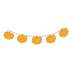 autumn halloween garland cartoon. eerie haunted, ghostly witchy, pumpkin skeleton autumn halloween garland sign. isolated symbol vector illustration © PikePicture