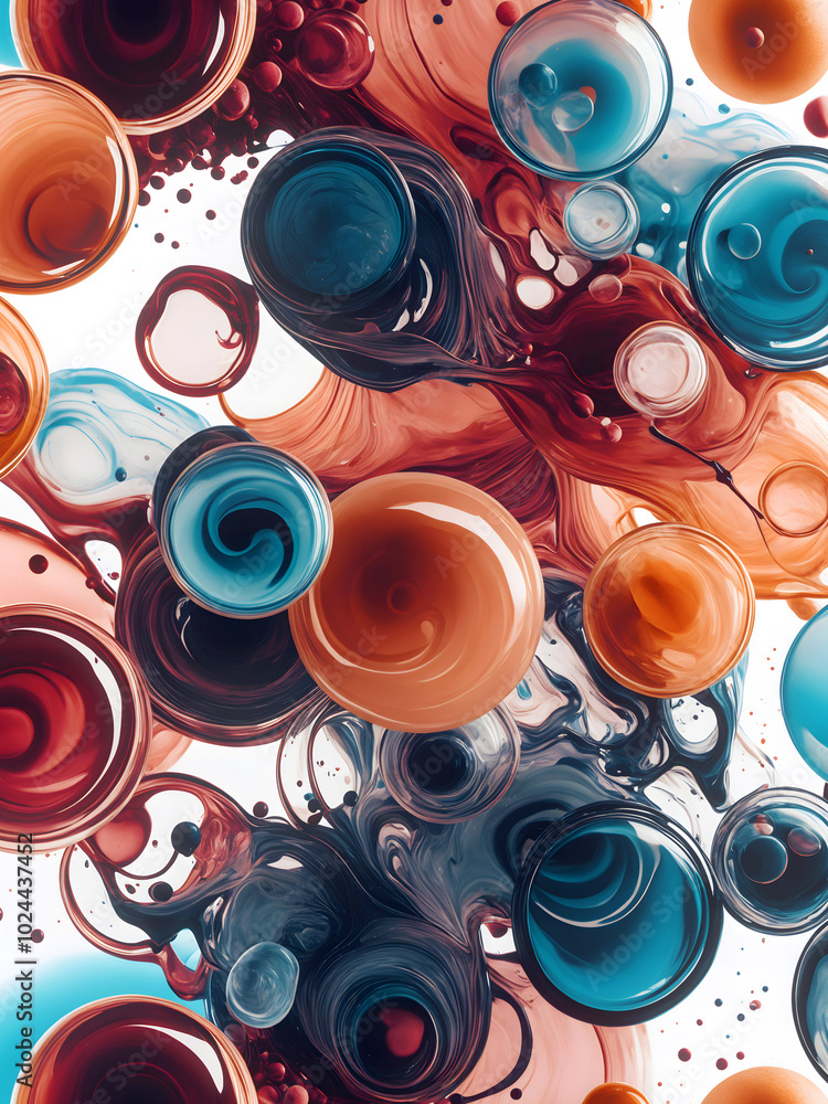 Aufkleber Dynamic composition with intertwining spheres and wave-like elements