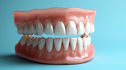 Fototapeta premium A close-up of a set of perfect white teeth, showing healthy gums and a clean smile.