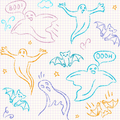 Doodle Halloween seamless pattern