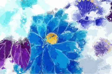 Oil paintings and various flowers, marine creatures, birds, leaves, roses, peonies, chrysanthemums, are beautiful