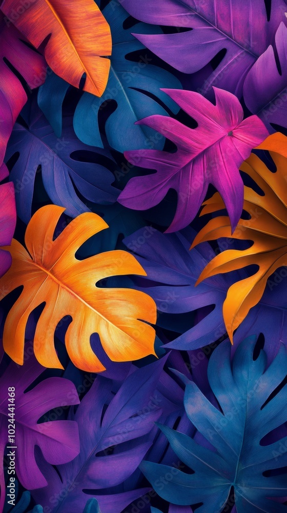 Aufkleber A colorful image of leaves with a blue background