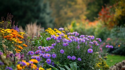 Obraz premium Aster blooms in autumn, adding color to the season.