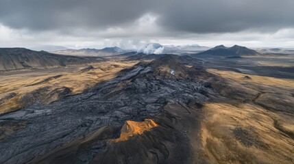 Obraz premium Icelandic drone photography showcases Hveraronf.