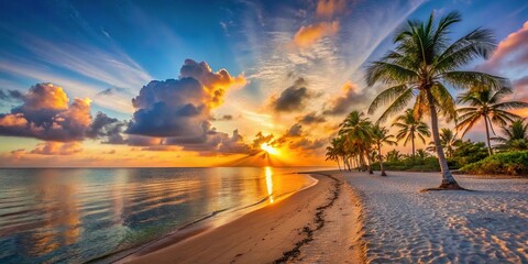 Low angle view of sunrise at Smathers Beach in Key West Florida