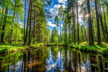 Obraz premium Low angle view of the Polish part of Bialowieza Forest in the east