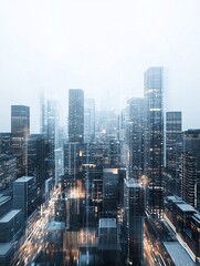 Obraz premium AI-driven cityscape, advanced technology, digital society, futuristic design