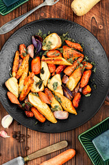 Grilled oven root vegetables.