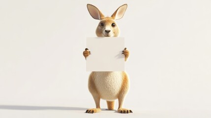 Majestic 3D Kangaroo Holding Blank Sign in Soft Morning Light