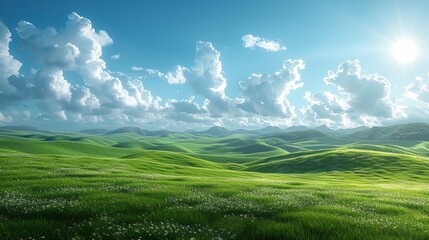 Obraz premium Alpine Meadow Summer Flowers Blooming Mountain View Anime Style