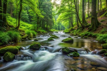Obraz premium Lush forest stream background