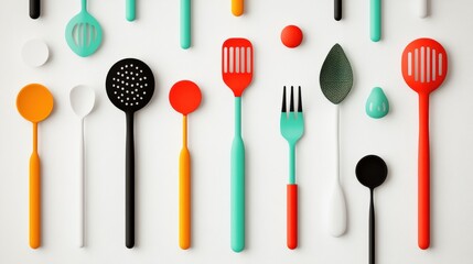 A whimsical menu with colorful illustrations of various cooking utensils, capturing the playful spirit of a culinary workshop.
