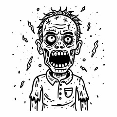 Line drawing, a zombie,illustration