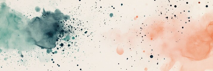 Fototapeta premium Delicate ink splatters over a smooth pastel background, creating a contrast between chaos and calm