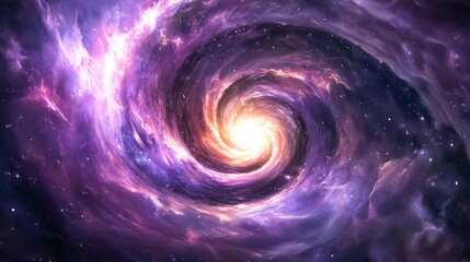 A vibrant swirl of cosmic energy with a central glowing light source, surrounded by a swirling