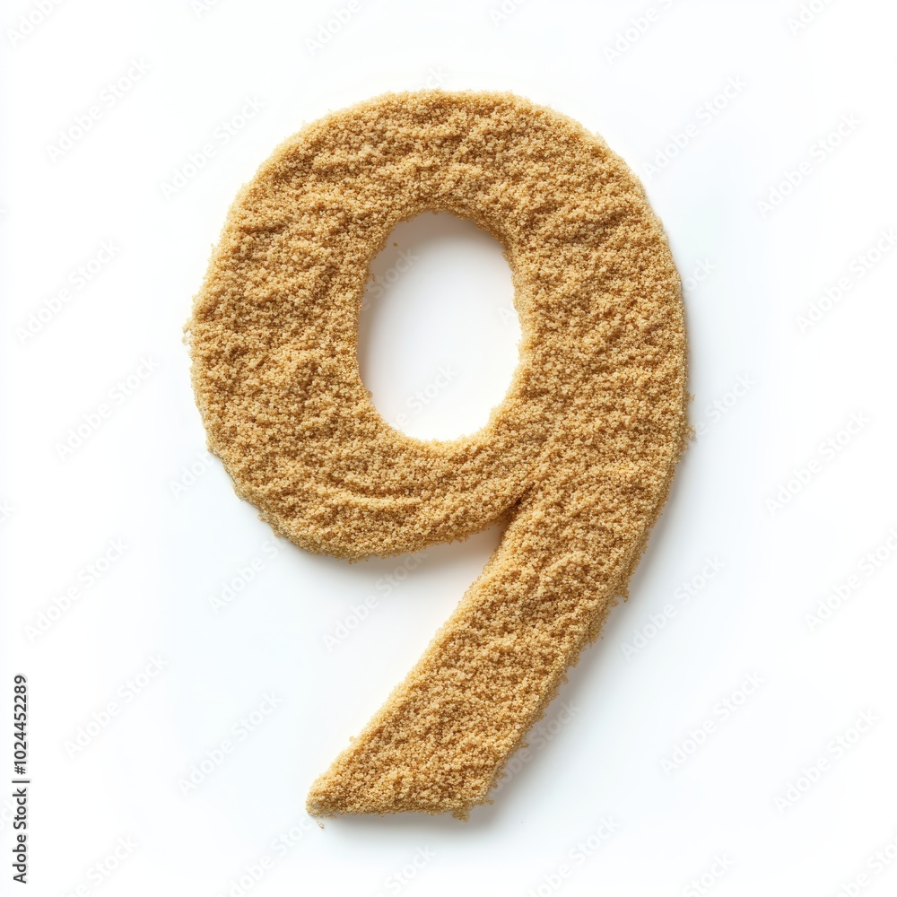 Poster a textured representation of the number nine, resembling a fluffy or fuzzy material.