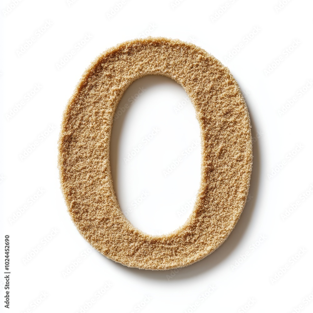 Poster a textured representation of the number zero, resembling a sandy surface.