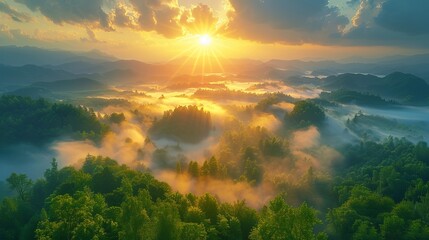 Fototapeta premium Breathtaking Sunset Over Autumn Forest with Snow-Capped Mountains