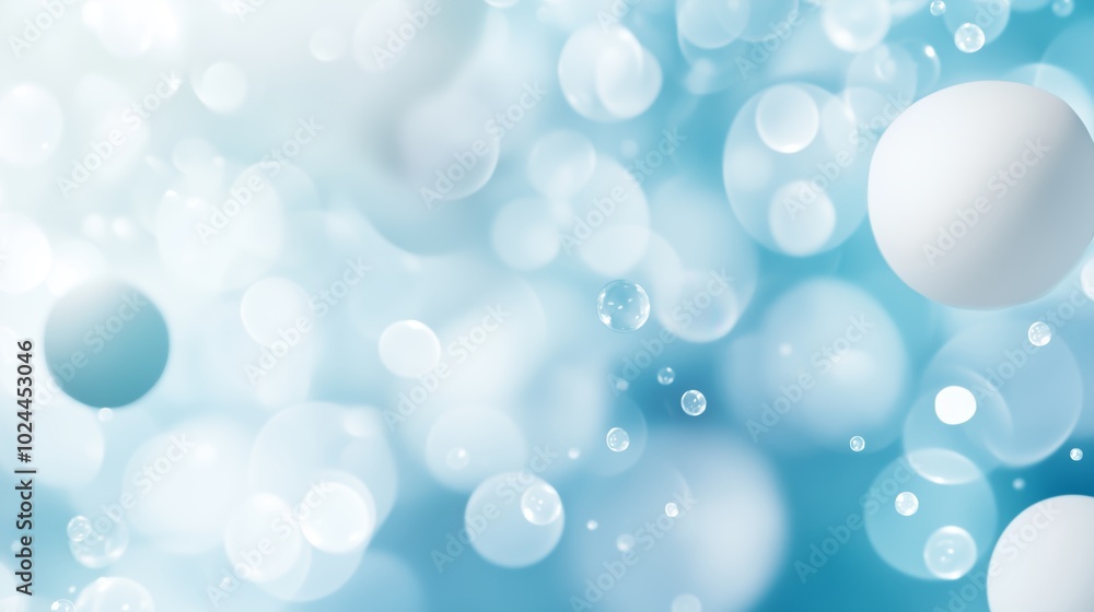 Poster soft blue bokeh background with white circles and light reflections creating a dreamy atmosphere in 
