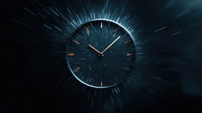 Abstract clock with motion blur representing time acceleration