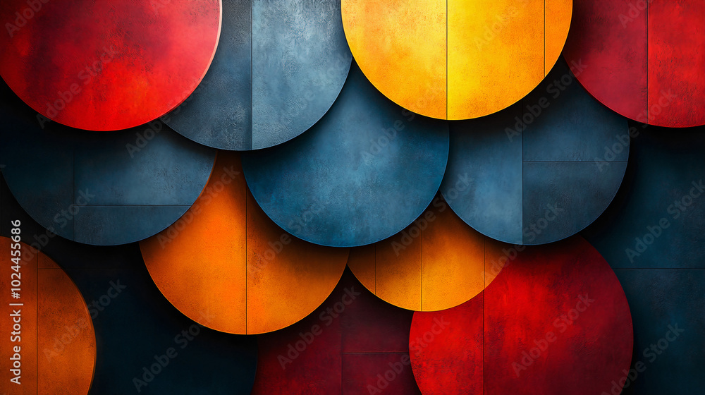 Wall mural abstract background depicting geometric shapes in bright colors. generative ai.