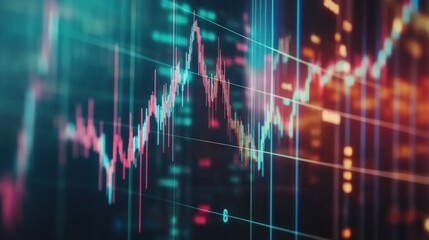 Abstract financial chart with glowing lines and data points