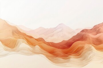 Abstract Papercut Mountain Landscape in Warm Tones