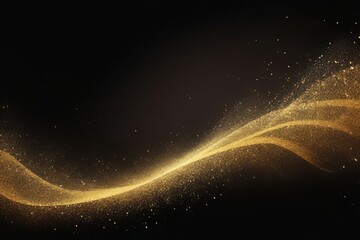 Abstract reflective glitter dust swirl on black background.