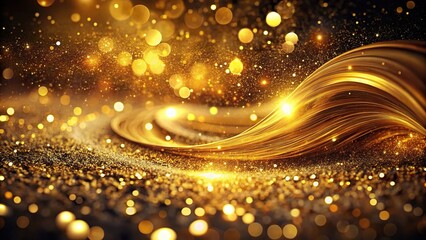Luxurious gold holiday background with swirling light particles