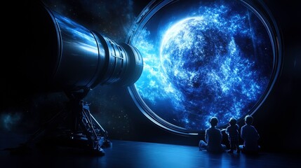 Exploring the Cosmos: Family Stargazing with Telescope at Observatory Filled with Wonder and Curiosity