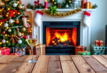 fireplace with christmas gifts