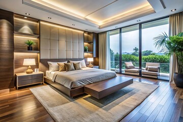 Fototapeta premium Luxurious modern villa bedroom