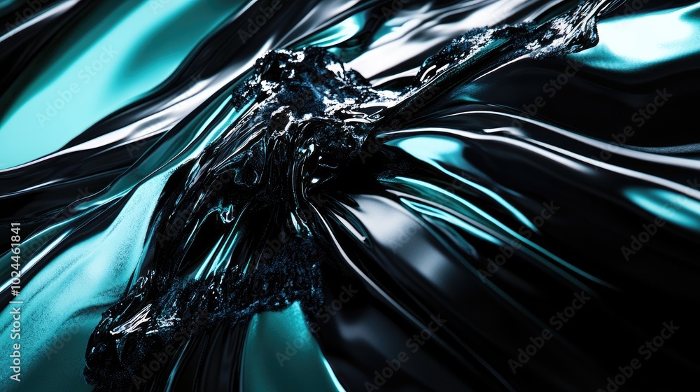 Poster fluid water flow in one color with abstract shapes, creating a minimalist background ideal for peace