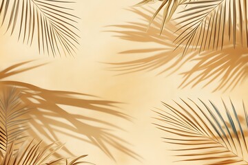 Obraz premium Sand and shadow on the beach from palm leaves. Beige static texture. Template for travel and package design. 