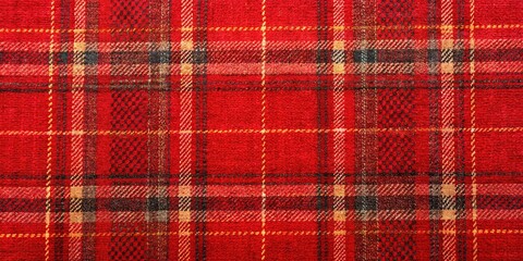Luxurious red tartan woven carpet texture