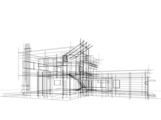 house building architectural 3d illustration