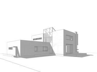 house building architectural 3d illustration