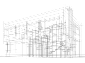 house building architectural 3d illustration