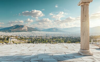 Obraz premium This ancient temple highlights Greek architectural brilliance, showcasing the precision and craftsmanship of a bygone era.