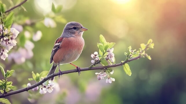 Branch bird: Common Linnet (L. cannabina).