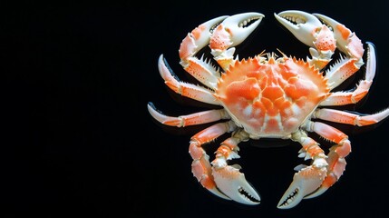 Raw crab on black with text space