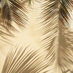 Obraz premium Sand and shadow on the beach from palm leaves. Beige static texture. Template for travel and package design. 