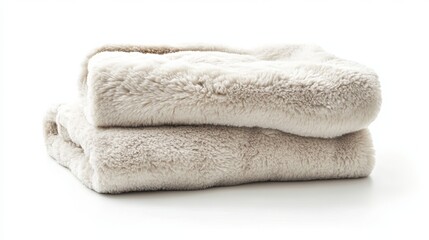 Two plush blankets, radiating warmth, rest isolated on a pure white backdrop. Their cozy embrace invites comfort and relaxation. 