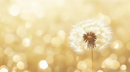 Dandelion Seeds Floating in Golden Sunlight