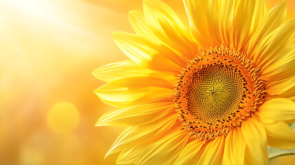 Obraz premium Bright sunflower with sunlight background