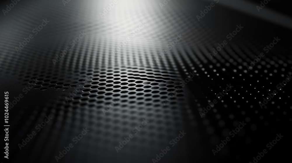 Aufkleber a close-up of a textured black surface with a honeycomb pattern reflecting light.
