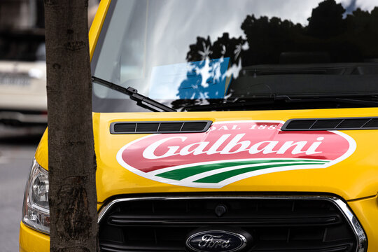 chur, graubuenden, switzerland - 27 09 2024: a galbani sign on a truck