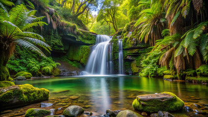 waterfall in forest. waterfall, water, nature, river, forest, stream, landscape, falls, cascade, rock, fall, green, flowing, park, stone, rocks, flow, creek, beautiful, tree, spring, natural, mountain