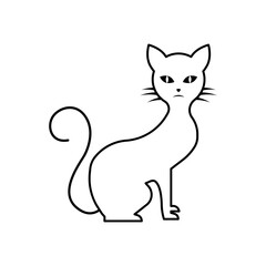 line icon black cat icon vector flat illustration white background