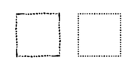 Square doodle frames ,hand-drawn monograms.Edgings and cadres with simple sketchy design elements.Isolated. Vector illustration.